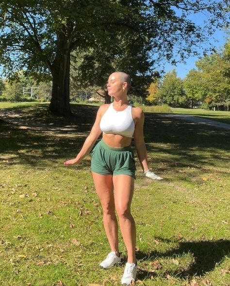 Bald women ready for summer. Every body is a bikini body. Bald Women Fashion, New Pfp, Bald Head Women, 30 Day Plank Challenge, Shaved Head Women, Bald Girl, Bald Women, Shaved Head, Shaved Hair