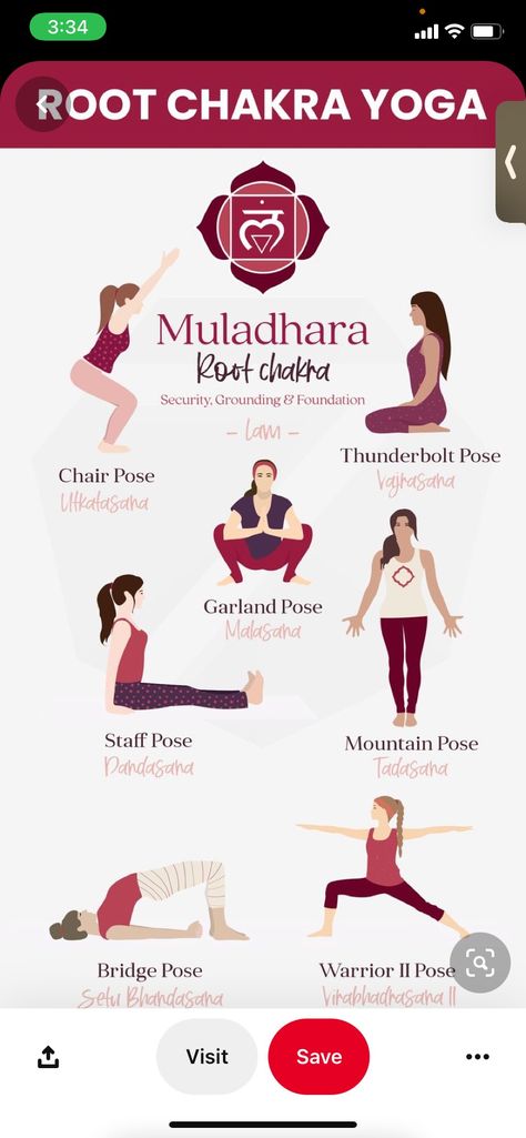 Chakra Yoga Poses For Beginners, Root Chakra Yoga, Garland Pose, Chair Pose, Mountain Pose, Bridge Pose, Chakra Yoga, Yoga Poses For Beginners, Yoga Sequences