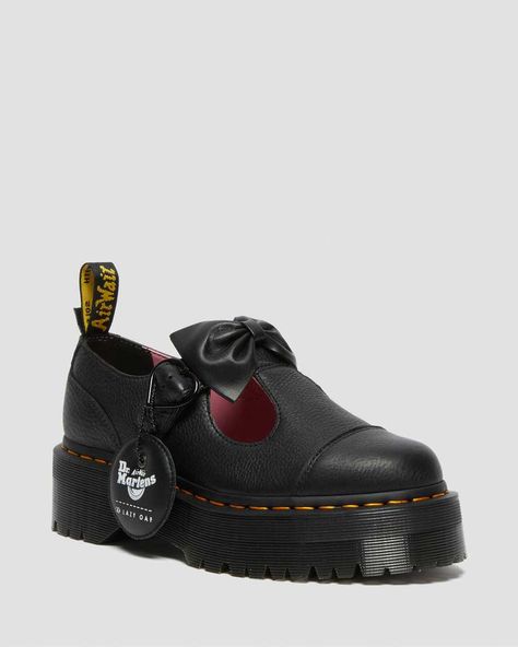 Shop Bethan Lazy Oaf Leather Shoes at Dr. Martens. Free delivery on orders over £50 Doc Marten Mary Janes Platform, Black Mary Janes Doc Martens, Dr Martens Lazy Oaf, Docs Mary Jane’s, Dr Martens Gothic Americana, Lazy Oaf, Platform Mary Janes, Leather Mary Janes, Liner Socks