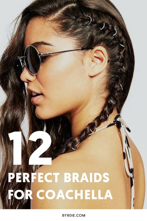 Braid Hairstyles Festival, Hair Ideas For Music Festival, Braid In Festival Hair, Festival Plaits Hairstyles, Edm Festival Hair, Coachella Hairstyles Braid, Concert Braids, Vacation Braids For White Women, Cochella Hair Hairstyles