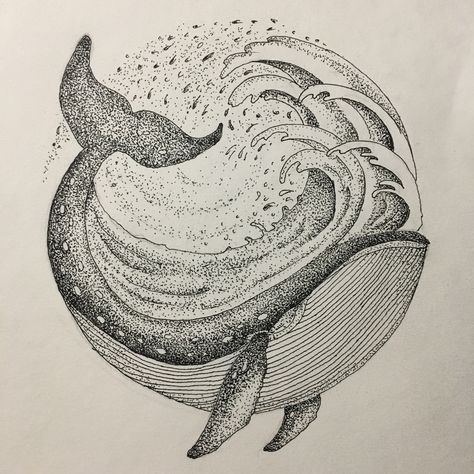 Whale Stippling Art, Tram Point Drawing, Rapid Art, Pointillism Drawing, Pointalism Art, Dot Drawing, Dotted Drawings, Jellyfish Drawing, Whimsical Art Paintings