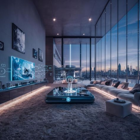 Premium Photo | Smart home technology in a modern and technologically advanced living space New York Penthouse, Luxury Penthouse, Smart Home Technology, Traditional Living Room, Home Technology, Elegant Interiors, City Living, Luxury Sofa, Kitchen Wall Decor