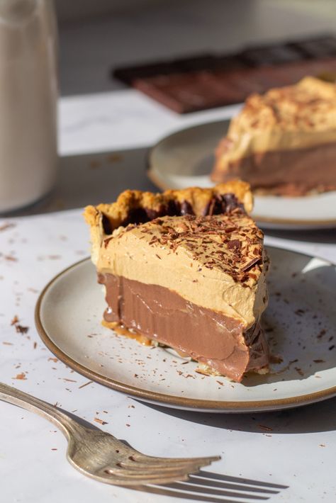 Chocolate Cream Pie With Espresso Whipped Cream, Espresso Chocolate Cream Pie, Chocolate Espresso Pie, Kitchen By The Sea, Kitchen By The Sea Recipes, Coffee Cream Pie, Mini Chocolate Cream Pies, Chocolate Custard Pie, Tiramisu Pie