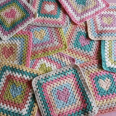 The Patchwork Heart: Heart Granny Blanket Victorian Lattice Square, Aesthetic Crochet Patterns, Granny Square Pattern Free, Crochet Heart Blanket, Crochet Patterns Ideas, Granny Blanket, Crochet Artist, Top Aesthetic, Patchwork Heart