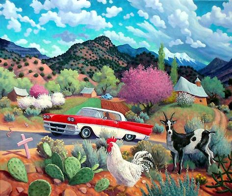 Otra Primavera ~ Stephen Morath Stephen Morath, Mexican Prints, Southwestern Art, Mexico Art, Desert Art, Desert Painting, Cactus Art, Jigsaws, Southwest Art