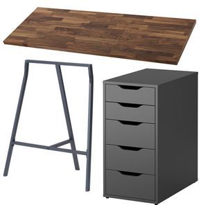 Desk For Two People, Ikea Corner Desk, Desk For Two, Two Person Desk, Office For Two, Butcher Blocks, Ikea Desk, Bureau Design, Hemnes