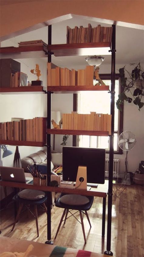 Make The Most Of Your Open Floor Plan With Ikea Room Dividers Stolmen Ikea, Home Office Vintage, Ikea Room Divider, Hackers Ikea, Ikea Linnmon, Bookshelf Room Divider, Room Divider Headboard, Temporary Room Dividers, Office Room Dividers