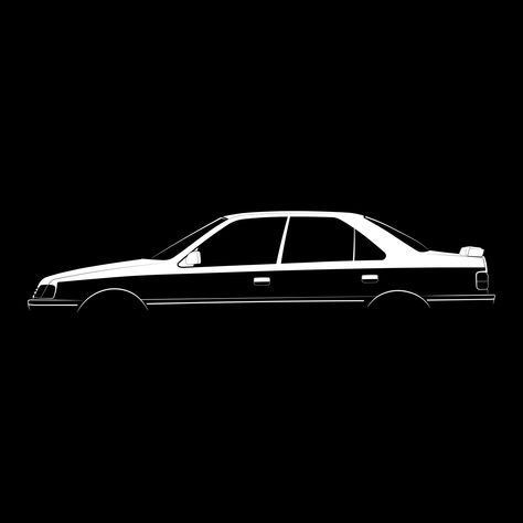 Black and white silhouette of the Peugeot 405 Mi16 . Very detailed side profile design. Available on T-shirts, phone cases, posters and many more high-quality products! Check out this design in my store link above! #art Peugeot Logo, Peugeot 405, Car Silhouette, Car Furniture, Black Panther Art, Car Vector, Old Garage, Driving Pictures, Car Tattoos