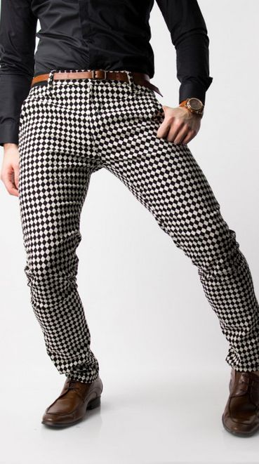 Designers ultra soft spandex stretch, black and white diamond pants for men by Glimms. | www.differio.com Black Plaid Pants Outfit Men, Diamond Pants, Birthday Pants, Mens Formal Plaid Pants, Mens Plaid Dress Pants, Mens Plaid Pants Brown, Men’s Plaid Pants, Pants Ideas, Checkered Pants