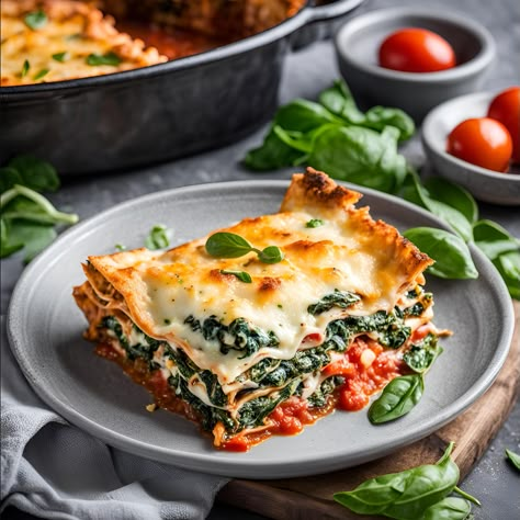 Lasagne ist ein wahrer Klassiker der italienischen Küche und bietet unzählige Variationsmöglichkeiten. Heute möchten wir eine besonders leckere und herzhafte Variante vorstellen: die Spinat-Feta-Lasagne. Dieses Gericht kombiniert den würzigen Geschmack von Feta und Spinat mit einer aromatischen Tomatensauce und Käse. Spinach And Ricotta Lasagna, Lasagna Vegetarian, Classic Lasagna Recipe, Resep Pasta, Best Lasagna Recipe, Seafood Lasagna, Alfredo Lasagna, Lasagna Casserole, Veggie Lasagna