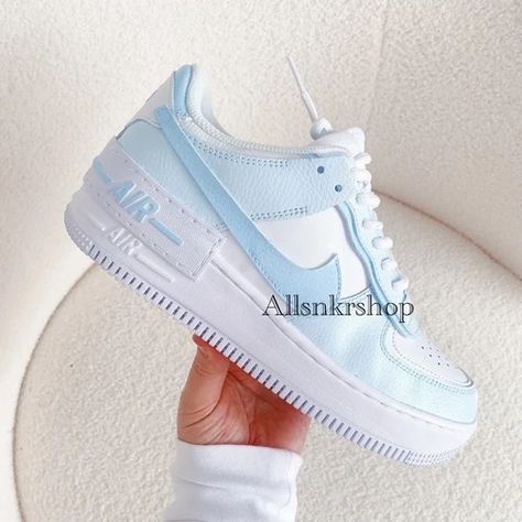 Blue Nike Air Force 1, Blue Nike Air Force, Baby Blue Outfit, Blue Nike Air, Dragon Drawings, Light Blue Shoes, Shadow Light, Blue Jordans, All Nike Shoes