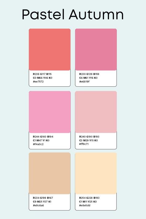 Pastel Autumn Palette, Autumn Pastel Color Palettes, Pastel Autumn Color Palette, Pastel Fall Color Palette, Pink Fall Color Palette, Fall Pastel Colors, Colour Palette Pastel, Autumn Colour Palette, Pastel Autumn