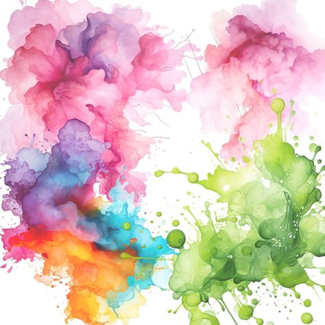 Watercolor Spill Art, Watercolour Splash Art, Watercolor Splash Background, Splash Watercolor Backgrounds, Ink Splash Png, Pink Watercolor Splash, Rainbow Watercolor Splash, Large Scale Wall Art, Poppy Bouquet