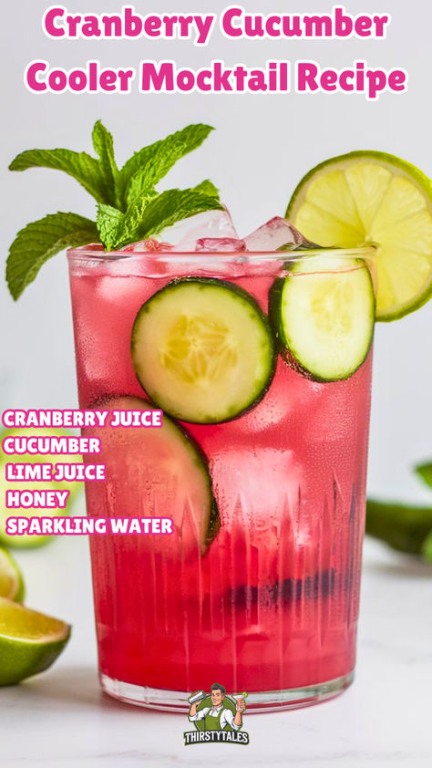 Quench your thirst with this refreshing Cranberry Cucumber Cooler Mocktail recipe! Non-alcoholic cucumber beverage combines the crispness of cucumber with the tartness of cranberry for a delightful drink. Perfect for any occasion, this Cranberry Cucumber Mocktail is a healthy choice that will impress your guests. Enjoy the fizzy sensation of a Cranberry Cucumber Fizz or the lightness of a Cucumber Cranberry Spritzer. Try this easy recipe for a revitalizing Cranberry Cucumber Refresher today! Healthy Mocktails Non Alcoholic, Cucumber Mocktail, Cucumber Cooler, Fizzy Drinks, Fizzy Drink, Healthy Choice, Honey Lime, Mocktail Recipe, Vegetarian Paleo