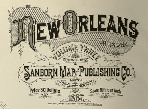 Sanborn Insurance map - Louisiana - NEW ORLEANS - 1885 New Orleans Typography, New Orleans Graphic Design, Louisiana Design, New Orleans Design, Map Legend, New Orleans Vintage, Type Animation, Angel Martin, New Orleans Map