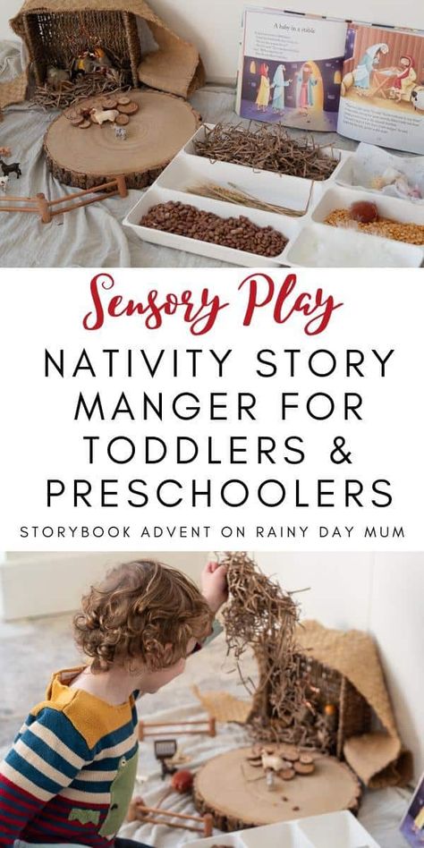 Nativity Sensory Play, Nativity Scene For Kids, Christmas Provocations, Food Platters Party, Preschool Nativity, Advent Activities For Kids, Diy Sensory Play, Biblical Homeschooling, Nativity Activity