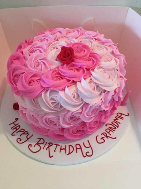 Cakes Pink Rosette Cake, Ombre Rosette Cake, Pink And White Ombre, Fig Cake, Rosette Cake, Creative Cake Decorating, Cake Decorating Frosting, Ombre Pink, White Birthday