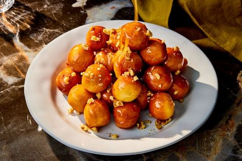 Crispy, Golden Honey-Drenched Loukoumades Are the Greek Treat You Need Greek Loukoumades, Loukoumades Recipe, Sticky Dates, Spiced Honey, Greek Desserts, Oil Cake, Sweet Dough, Olive Oil Cake, Honey Butter