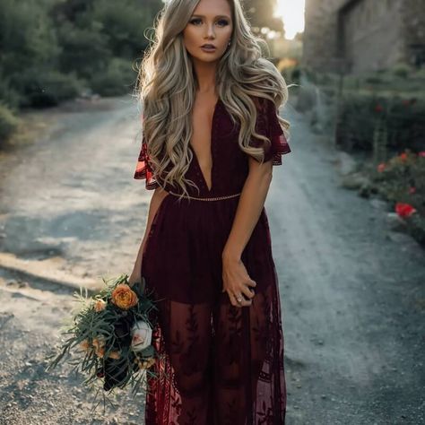 Split Long Dress, Tulle Maxi Dress, Sleek Dress, Boho Chic Dress, Long Beach Dress, Boho Lace, Burgundy Dress, Lace Maxi, Boho Maxi