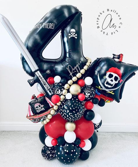 Pirate Birthday Balloons, Pirate Party Balloon Arch, Pirate Balloon Decorations, Pirate Balloon Garland, Pirate Balloon Arch, Pirate Bouquet, Pirate Balloons, Bday Balloons, Pirate Themed Birthday Party