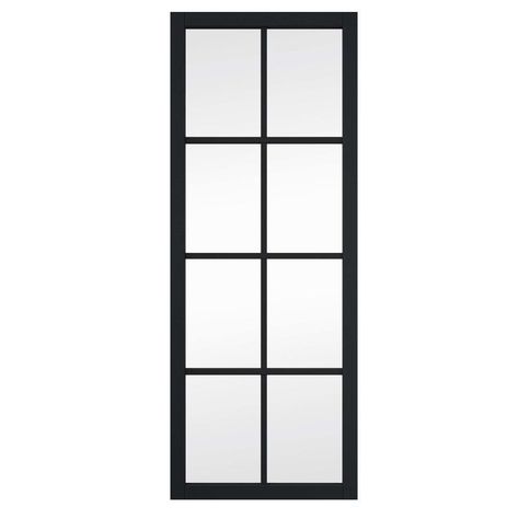 Jeld-Wen Internal Slimline Black 8L Clear Glazed Door 1981 x 762 x 35mm Modern Shower Doors, Minimalist Showers, Industrial Door, Diy Plumbing, Bathroom Size, Glass And Aluminium, Solid Doors, External Doors, Modern Shower