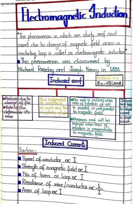 Electromagnetic induction hand written notes
For physics lover's

Follow and share for more Electromagnetism Notes, Climb Society, Hand Written Notes, Learn Physics, Michael Faraday, Physics Formulas, Electromagnetic Induction, Written Notes, Physics Notes