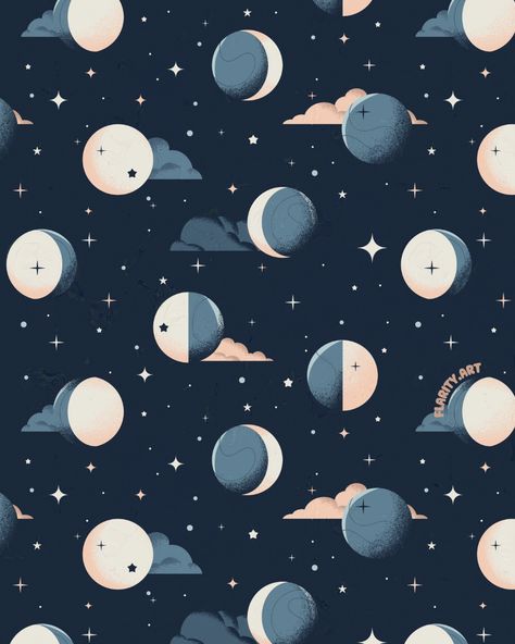 I made this Moon Phases pattern out of one of my recent illustrations, and it turned out so well! It is a great creative exercise to create a new art out of an already existing one, I like the challenge of having to work with existing elements. Watch my recent reel to see how I did it 🌖💙 #illustrationportfolio #digitalartist #clipstudiopaint #astrology #art #spiritual #digitalillustration #seamlesspattern #patterndesigner #patterncollective #fabricdesign #artlicensingshow #surfacepattern Surface Patterns, Creativity Exercises, Art Spiritual, Astrology Art, Phases Of The Moon, Clip Studio Paint, Art Licensing, Repeat Pattern, I Did It