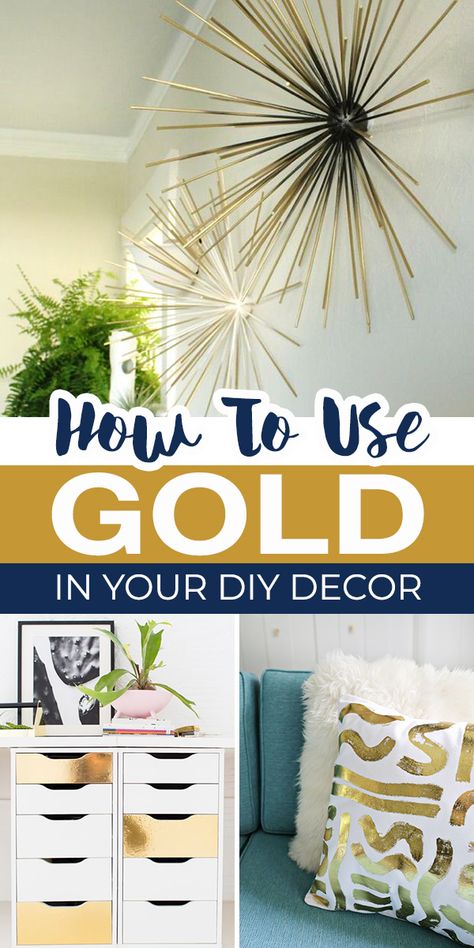 Gold Diy Decor, Diy Gold Decor, Dollar Diy, Summer Makeup Trends, Headboard Ideas, Gold Diy, Glam Decor, Diy Home Repair, Diy Repair