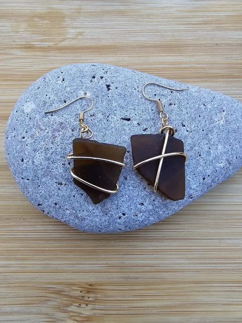 701DesignCreations - Etsy Brown Sea, Beachglass Jewelry, Seashell Jewelry, Earrings Wire, Sea Glass Earrings, Sea Glass Jewelry, Florida Beaches, Beach Glass, North Dakota