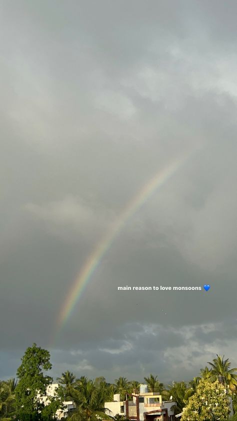 Rainbow Sky Quotes, Rain Video Caption, Mausam Quotes, Rainbow Aesthetic Quotes, Monsoon Quotes, Night Sky Quotes, Rainbow Snap, Sky Captions, Lightning Sky