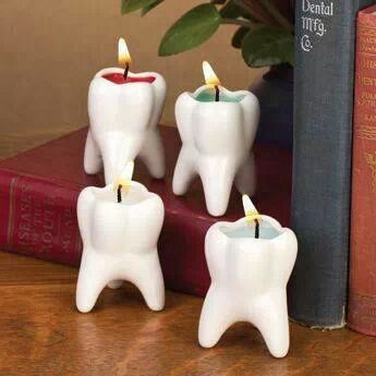 Cool tooth candle Dentist Office Design, Sensitive Teeth Remedy, Dental Fun, Dental Office Decor, Dental Gifts, Dental Life, Emergency Dentist, Dental Bridge, Dental Art