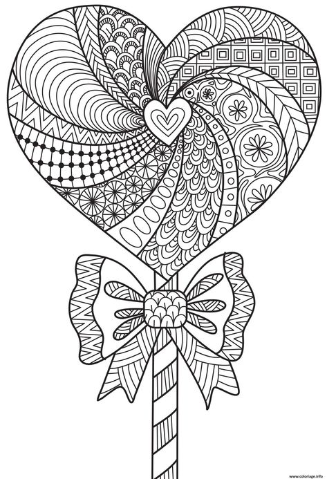 Heart Lollipop, Valentine Coloring Pages, Heart Coloring Pages, Love Coloring Pages, Pattern Coloring Pages, Heart Hands Drawing, Valentine Coloring, Colouring Printables, Adult Coloring Book Pages