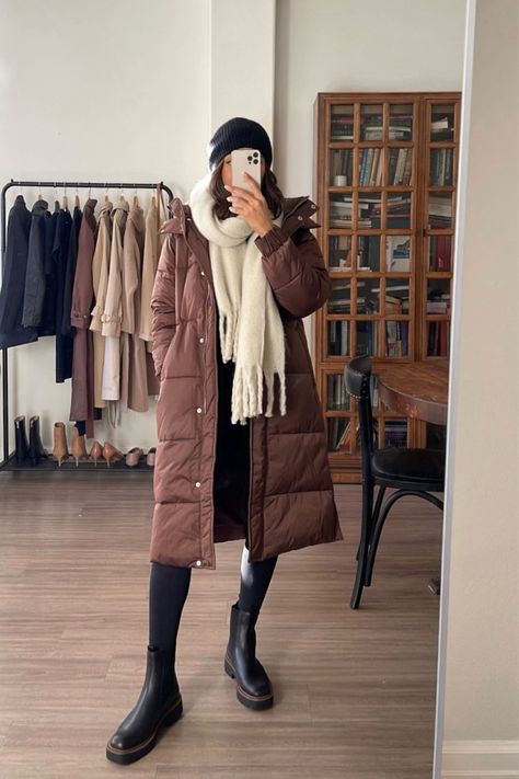 Ultra Long Puffer curated on LTK Fringe Scarf Outfit, Long Puffer Outfit, Long Puffer Coat Outfit, Winter Outfits Minimalist, Broadway Show Outfit, Japan Outfit Winter, Puffer Coat Outfit, Puffer Outfit, Smart Casual Women Outfits