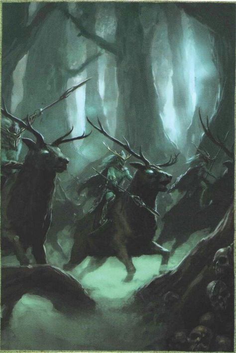 Wild Riders of Kurnous, par Games Workshop, in Warhammer Battle, livre d'armée Wood Elves 8e édition Arte Viking, Heroic Fantasy, Wood Elf, Warhammer Art, Fantasy Races, Manama, Fantasy Setting, Warhammer Fantasy, High Fantasy