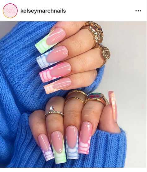 Pastel Colored French Tip Nails, Blooming Gel Nail Art French, Croc Ombre Nails, 3d Croc Print Nails, Acrylic Nails Croc Print, Colorful Croc Nails, Purple Croc Nails, Crocodile Skin Nails, Croc French Tip Nails