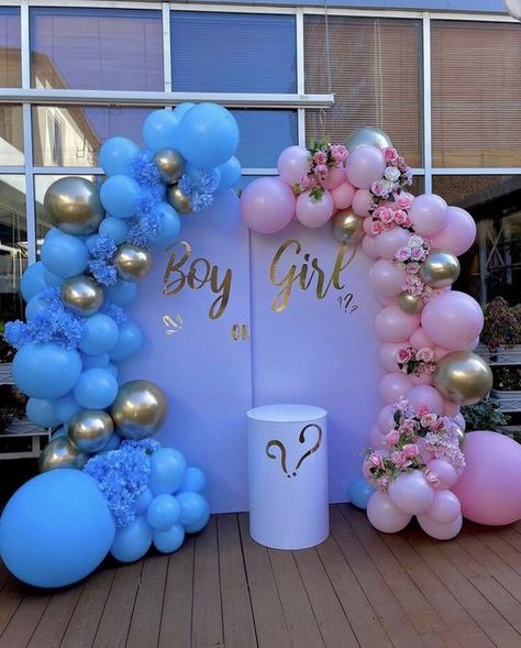 Baby Shower Decoration Unique Gender Reveal Party Ideas, Indian Baby Shower Decorations, Gender Reveal Baby Shower Themes, Baby Gender Reveal Party Decorations, Baby Shower Balloon Decorations, Gender Reveal Party Games, Pregnancy Gender Reveal, Gender Reveal Party Theme, Gender Reveal Themes