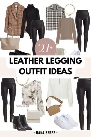 Outfits Black Leather Leggings, Spandex Leather Leggings Outfit, How To Style Black Faux Leather Leggings, Leather Leggings And Button Down, Pairing Faux Leather Leggings, Ways To Wear Leather Leggings, How To Dress Up Leather Leggings, Leather Leggings Office Outfit, How To Style Black Leather Leggings