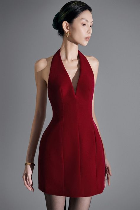 Red halter dress