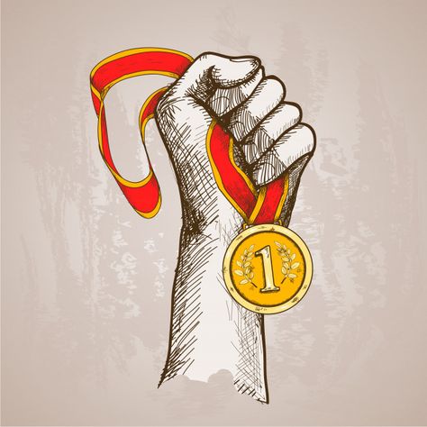 Hand holding medal Free Vector Hand Holding