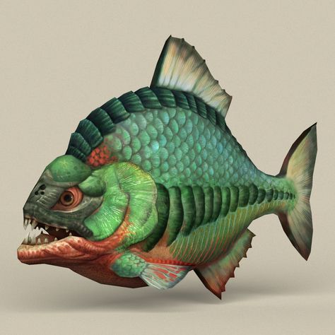 Fantasy Fish Art, Dnd Fish, Fish Creature, Alien Fish, Fish Monster, Fantasy Fish, 3d Fish, Giant Fish, Fish Model