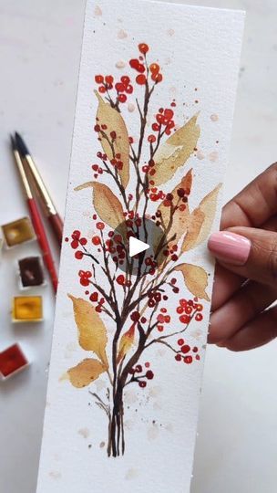 Fall Watercolor Paintings Easy, Autumn Watercolour, Watercolour Bookmarks, Learn Watercolor, Watercolor Bookmarks, Water Colours, Watercolor Pictures, Watercolor Paintings Easy, Diy Bookmarks