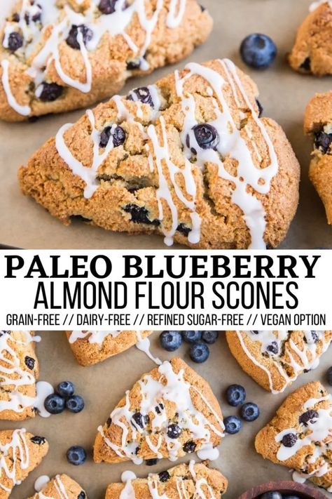 Grain Free Scones, Aip Blueberry Muffins, Aip Blueberry Recipes, Aip Breakfast Recipes High Protein, Paleo Breakfast No Eggs, Aip Scones, Aip Muffins, Almond Flour Scones, Egg Free Paleo