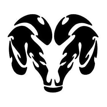 Simple Tribal Ram Head Tattoo Design Ram Head Tattoo, Dodge Ram Logo, Tiger Head Tattoo, Dodge Logo, Ram Tattoo, Aries Tattoo, Head Tattoo, Dodge Rams, Ram Head