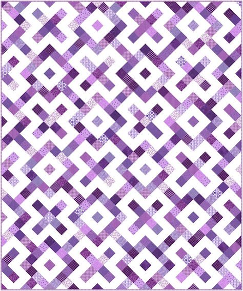 Kisses Quilt Pattern, Sewing Hand, Strip Piecing, Modern Quilt Pattern, Plus Quilt, Two Color Quilts, Pieced Quilts, Unique Quilts, Purple Quilts