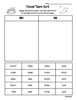 Word Sort - Long Oo Vs. Short Oo By Singing In 2nd Welded Sounds, Spelling Practice Worksheets, Glued Sounds, Wilson Reading, Literacy Centers Kindergarten, Small Group Reading, Spelling Practice, Vowel Team, English Phonics