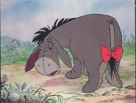 Eeyore  Birthday: January 2nd  Species: Donkey  First appearance: Winnie-the-Pooh (1926)  Favorite food: Thistles  Favorite color: Gray Donkey From Winnie The Pooh, Winnie The Pooh Donkey, Eeyore Birthday, Android Wallpaper Dark, January 2nd, Have Courage And Be Kind, Disney Side, Wallpaper Dark, Serenity Prayer