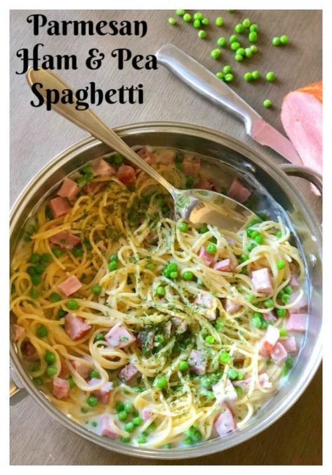 Pea Spaghetti, Ham Spaghetti, Ham And Peas, Ham Recipes, Spaghetti Recipes, Lou Lou, Food Diary, One Pot Meals, International Recipes