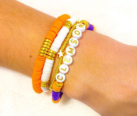 Clemson Bracelet, Clemson Gifts, Clemson Nails, Clemson Decor, Clemson Gameday Outfit, Clemson Gameday, Clemson Outfits, Bracelet Inspo, Great Graduation Gifts