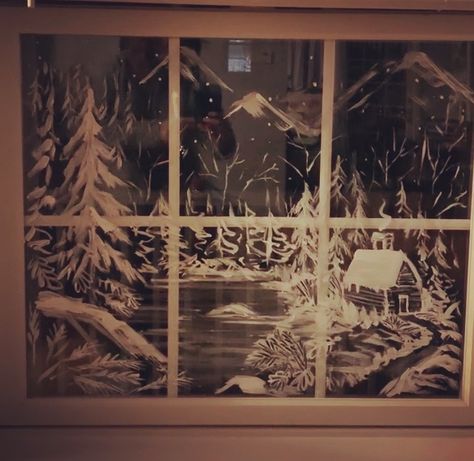 Drawing On Windows Christmas, Winter Windows, Abc Crafts, Christmas Window Painting, Window Drawing, Winter Window, Christmas Window Decorations, Painting Snow, Winter Painting