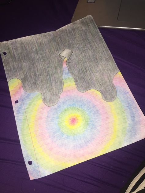 colored pencil tie dye Doodle Cover Page, Tie Dye Drawing, Crayons Drawing, Drawing Things, Drawing Inspo, Cover Page, Art Journal Inspiration, Diy Canvas Art, Diy Canvas